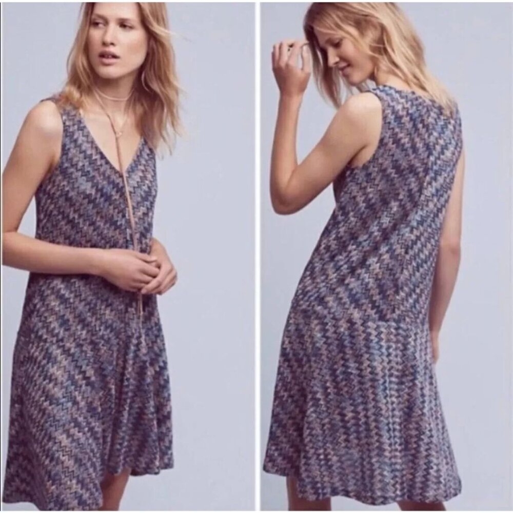 Anthropologie Maeve Dress Westwater Chevron Knit High Low Hem